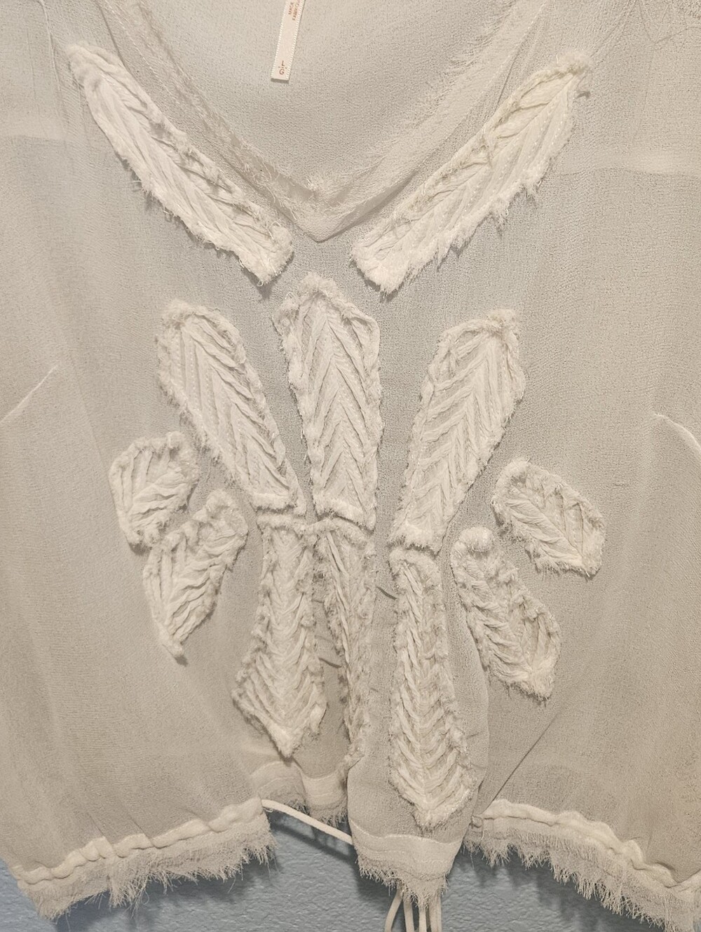 Free People Cream Embroidered V-Neck Sleeveless Top sz Large - Picture 3 of 9